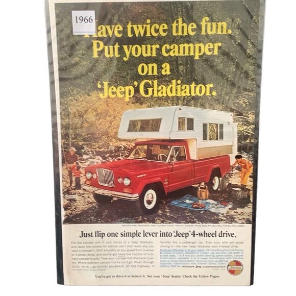Vintage 1966 Jeep Gladiator Twice The Fun Ad Advertisement - Picture 3 of 3